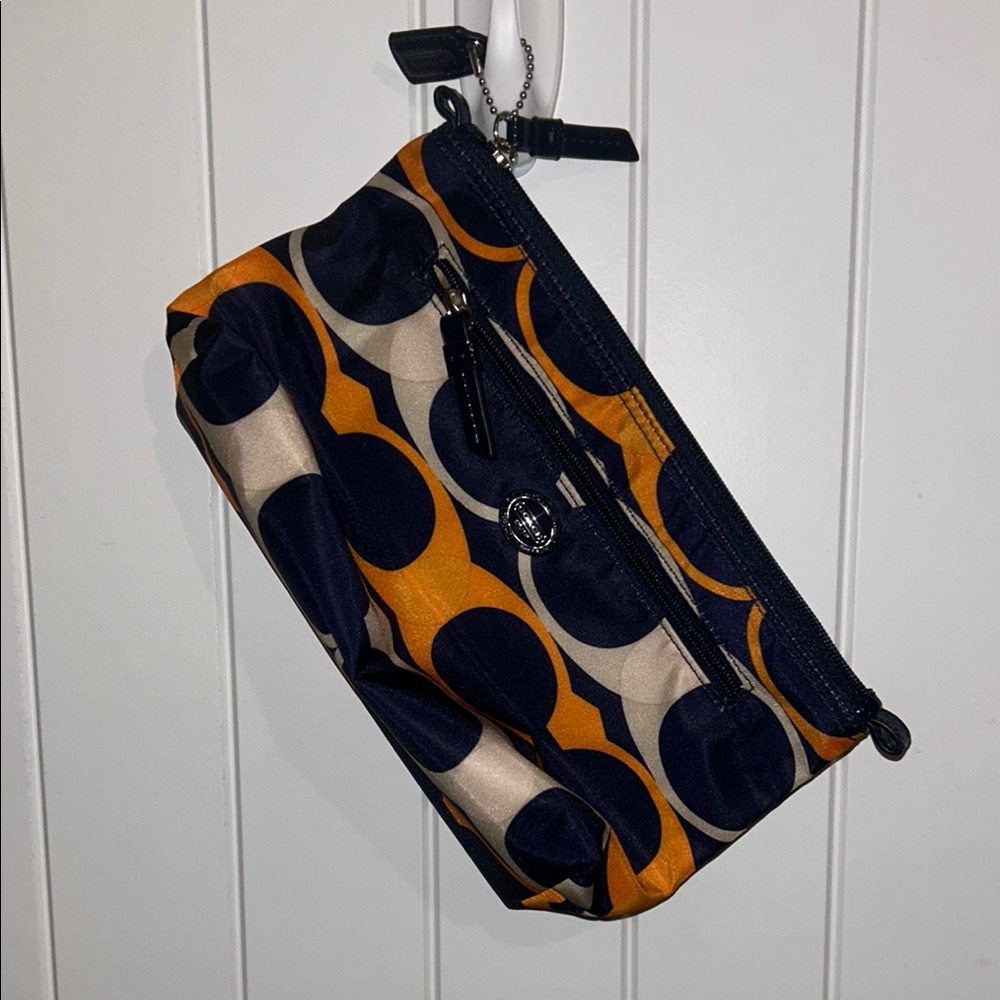 Stylish Navy and Orange Patterned Pouch